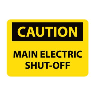 Nmc Osha Compliant Vinyl Caution Signs   14X10   Caution Main Electric Shut Off