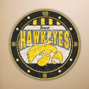 Iowa Hawkeyes Art Glass Clock