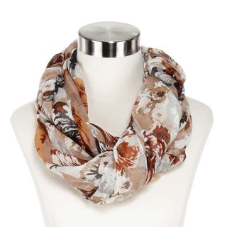 Oversized Floral Infinity Scarf, Neutral, Womens