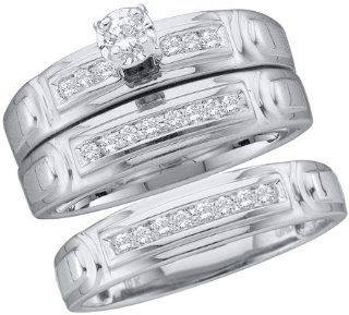 Men & Lady Diamond Engagement Rings Wedding Set 10k White Gold (1/4 ct.tw.) Jewel Tie Jewelry