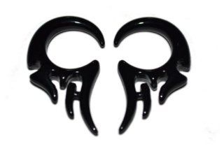 Pair (2) Black Transparent Tribal Spiral Tapers Ear Plugs Acrylic Expanders Gauges  4G 5MM Body Piercing Plugs Jewelry