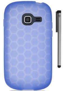 For Samsung Galaxy Centura Discover S738 HoneyComb Silicone Skin Soft Cover Case with ApexGears Stylus Pen (Blue) Cell Phones & Accessories