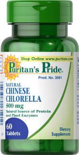 Puritan's Pride Natural Chlorella 500 mg 60 Tablets Health & Personal Care
