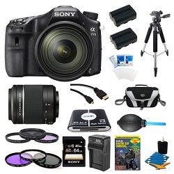 Sony a77II HD DSLR Camera with 16 50mm Lens, 64GB Card, and 55 200mm Lens Bundle
