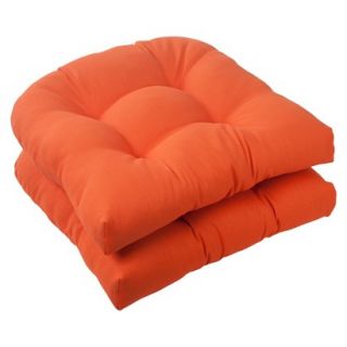 Outdoor 2 Piece Wicker Seat Cushion Set   Orange Fresco Solid