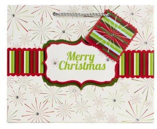 Jillson Roberts Christmas Medium Gift Bag, Holiday Sparkles, 6 Count (XMT662)  Gift Wrap Bags 