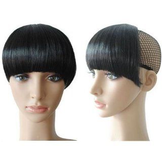 MAYSU Clip in Lovely Synthetic Neat Bang PP02 (Black)  Hair Extensions  Beauty