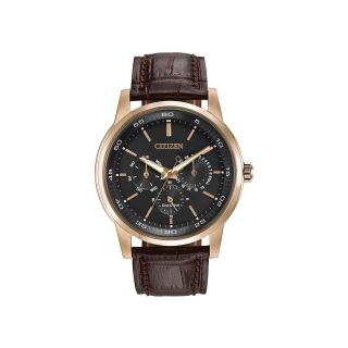 Citizen Eco Drive Mens Brown Leather Multifunction Watch BU2013 08E