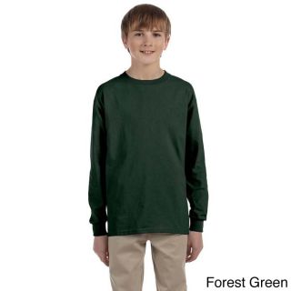 Jerzees Youth Boys Heavyweight Blend Long sleeve T shirt Green Size L (14 16)