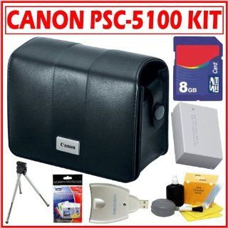 Canon PSC 5100 Semi Hard Leather Case for the PowerShot G10 & G11 + 8GB SD Card + NB7L Battery + Accessory Kit  Camera & Photo