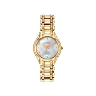 Citizen Eco Drive Gold Tone Bracelet Watch EM0282 56D, Womens