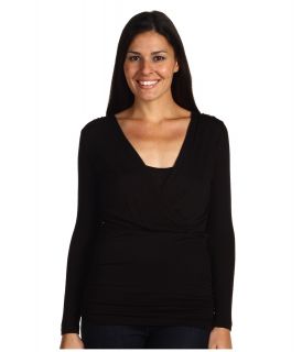 Red Dot Long Sleeve Jersey Sweater With Drape Womens Sweater (Black)