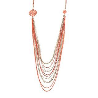 Long Orange and Silver Multi Chain Draping Fashion Necklace Long Black And Silver Necklaces For Women Jewelry