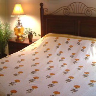 Wedding Day ~ Country Cottage Yellow Floral Print Queen Bedspread 90x90  