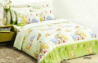 Disney Classic Winnie The Pooh CP642 Fitted Bed Sheet, Pillow Case & Duvet Cover (330 Threads / 10cm squared) 100% Cotton   Bedding Collections