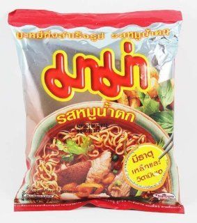 Thai Mama Instant Noodles Moo Nam Tok Flavour 55g   6 Packs  Ramen Noodles  Grocery & Gourmet Food