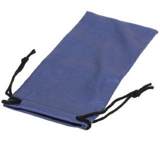 Blue Drawstring Closure Flannel Lining Pouch Sunglasses Holder Bag Pouch Health & Personal Care