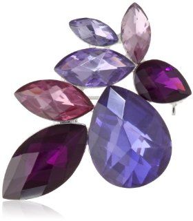 Anne Klein "Holiday Pins" Silver Tone and Multi Purple Stone Pin Jewelry