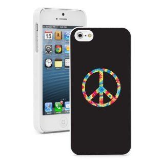 Apple iPhone 5 5S White 5W674 Hard Back Case Cover Color Tye Dyed Peace Sign Symbol Cell Phones & Accessories