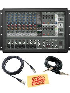 Behringer Europower PMP1680S 1600 Watt 10 Channel Powered Mixer Bundle with XLR Cable, Instrument Cable, and Polishing Cloth Musical Instruments