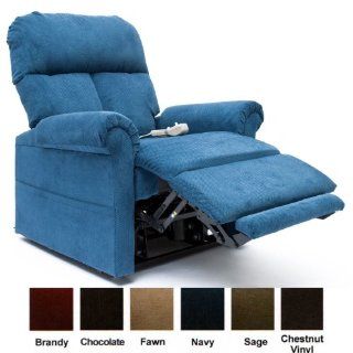 Mega Motion Power Easy Comfort Lift Chair Recliner LC 100 Infinite Position Rising Electric Chaise Lounger   Navy Blue Color Fabric   Adjustable Home Desk Chairs