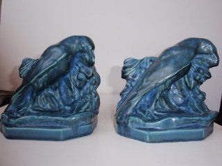 ROOKWOOD Pottery Wm McDonald BOOKENDS 1930 Vintage Antique (Raven Birds)  Other Products  