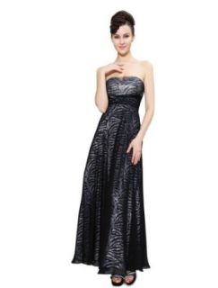 Ever Pretty Strapless Sequined Bust Ruched Animal Printed Long Party Dress 09925