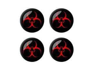Biohazard Warning Symbol   Wheel Center Cap 3D Domed Set of 4 Stickers Badges Automotive