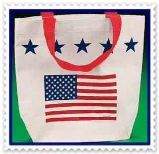 12 PATRIOTIC red/white/blue/ American flag CANVAS TOTE BAGS   wholesale party supplies   Reusable Grocery Bags
