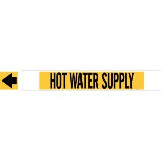 Brady 5709 Hphv High Performance   High Visibility Pipe Marker, B 681/B 883, Black On Yellow Polyester Over Laminate On Fiberglass Plastic Carrier, Legend "Hot Water Supply" Industrial Pipe Markers