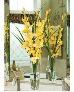 Gladiolus & Grass Silk Flower Arrangement   Yellow   Artificial Flowers