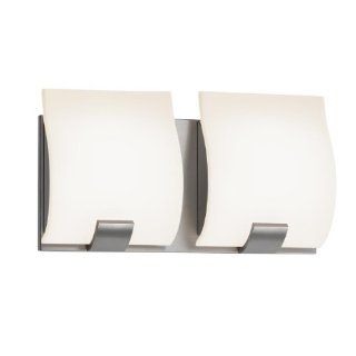 Sonneman 3882.13   Bathroom Wall Sconce   2 Light   Satin Nickel Finish   White Etched Glass Shade   Aquo Collection  