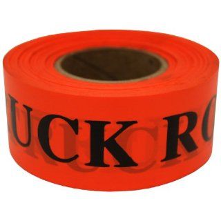 Presco CUOBK53 658 300' Length x 1 1/2" Width, PVC Film, Orange Printed Roll Flagging, Legend "Truck Road" (Pack of 108) Safety Tape