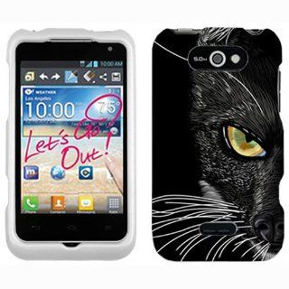 LG Motion 4G Black Cat Face Hard Case Phone Cover Cell Phones & Accessories