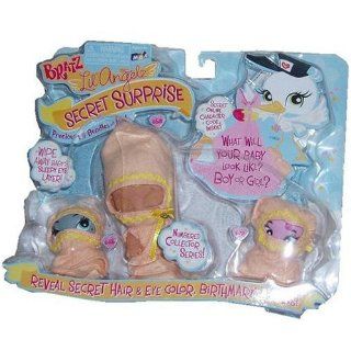 Bratz Lil' Angels Secret Surprise Numbered Collector Series 3 Pack Set with 1 Bratz Lil Angelz Baby (# 658) and 2 Pets (# 665 and # 672) in Peach Color Wrap Toys & Games