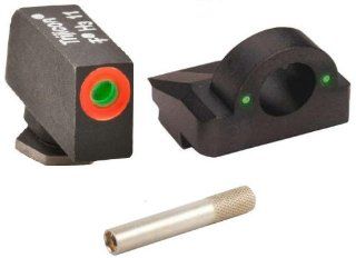 Ultimate Arms Gear Pro 3 Dot Tactical Combat Target Glock Front And Rear Ghost Ring Sight Set with High Visibility Green Dot Trijicon Tritium with Orange Outline for Glock Pistol 17 19 22 23 24 26 27 33 34 35 37 38 39 + 1.5" Front Sight Adjustment Sta