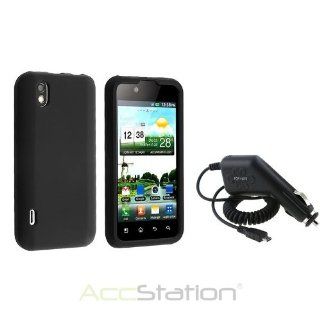 XMAS SALE Hot new 2014 model Black Silicone Rubber Skin Case+Car Charger For LG Marquee Optimus Black P970CHOOSE COLOR Cell Phones & Accessories