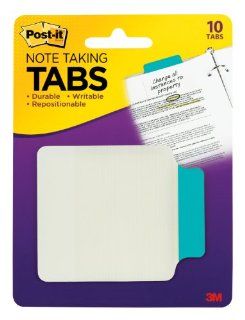 Post it Note Taking Tabs, 3 3/8 x 2 3/4 Inches, Solid, Aqua, 10 Tabs/Pack  Tape Flags 