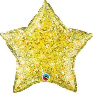 Yellow Holographic Star Shaped 20" Mylar Foil Balloon Toys & Games