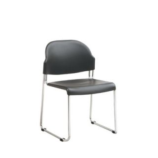 Office Star 4 Pack Stack Chair with Black Plastic Seat and Back with