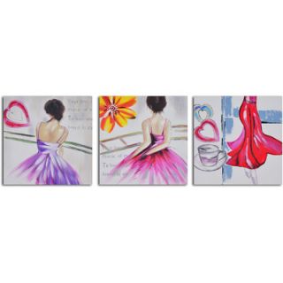 My Art Outlet 3 Piece Love to Dance Hand Painted Canvas Set