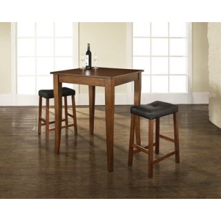 Crosley Three Piece Pub Dining Set with Cabriole Leg Table and Saddle