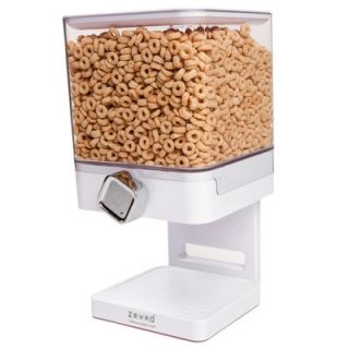 Zevro Single Compact Cereal Dispenser in White with chrome knob