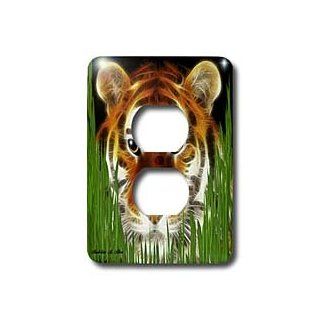 3dRose LLC lsp_6601_6 The Hunter, Tiger Fractalius Art, 2 Plug Outlet Cover   Switch Plates  