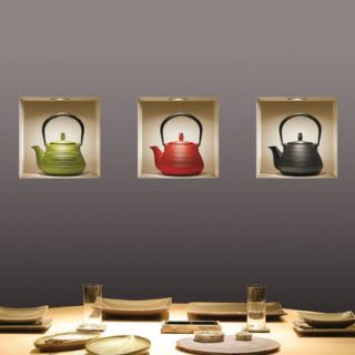 Nisha 3D Effect Teapot Wall Decal (Set of 3)