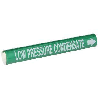 Brady 5838 I High Performance   Wrap Around Pipe Marker, B 689, White On Green Pvf Over Laminated Polyester, Legend "Low Pressure Condensate" Industrial Pipe Markers