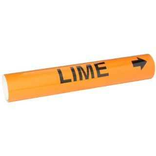 Brady 5836 Ii High Performance   Wrap Around Pipe Marker, B 689, Black On Orange Pvf Over Laminated Polyester, Legend "Lime" Industrial Pipe Markers