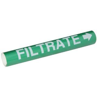 Brady 5819 Ii High Performance   Wrap Around Pipe Marker, B 689, White On Green Pvf Over Laminated Polyester, Legend "Filtrate" Industrial Pipe Markers