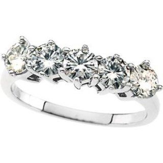 Created Moissanite Anniversary Band in 14k White Gold   Size 6 Jewelry
