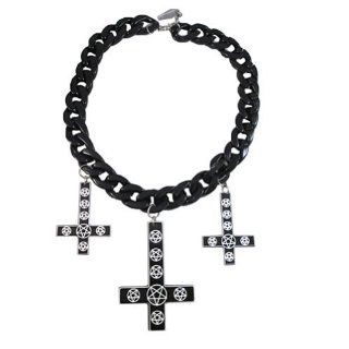 Kreepsville 666 Inverted Cross Pentagram Necklace Black Jewelry